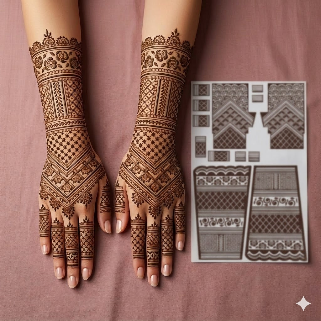 Full Hand Bridal Mehendi Stencil  By Suhyn - L11