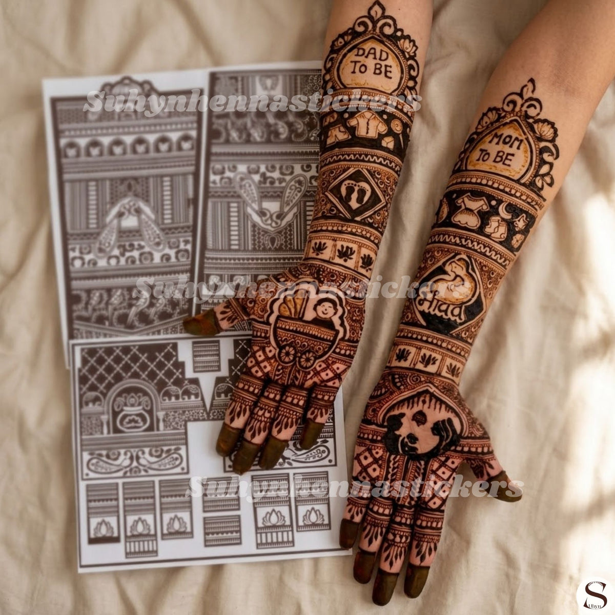 Grand Baby shower theme Full Hand Mehendi Stencil | Intricate Traditional Pattern | SUHYN L44