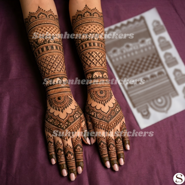 Detailed Bridal Mehendi Stencil for Full Hand | Elegant Wedding Design | SUHYN - L3