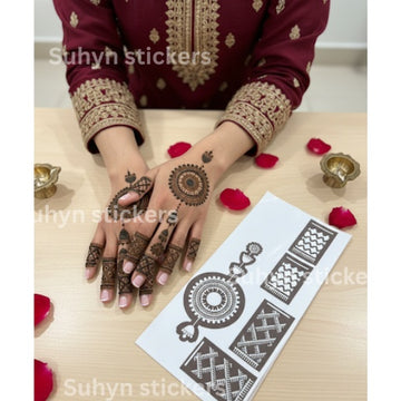 Alia Bhatt  Mandala mehendi sticker with detailed finger patterns for hands
