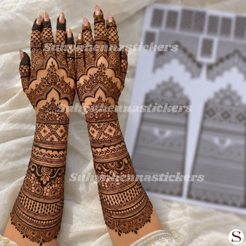 Full Back Hand Bridal Mehendi Sticker – Royal Design By Suhyn - L71