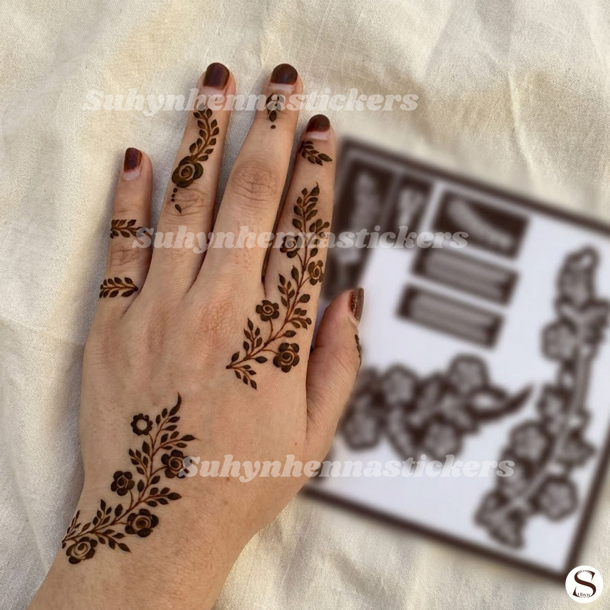 Floral Leaf Mehendi Sticker By Suhyn - S16