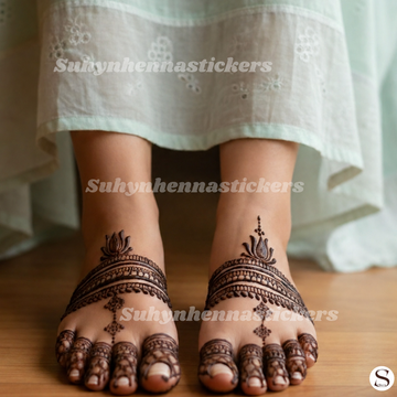 Lotus Jewel Foot Mehendi Stencil By Suhyn - T8