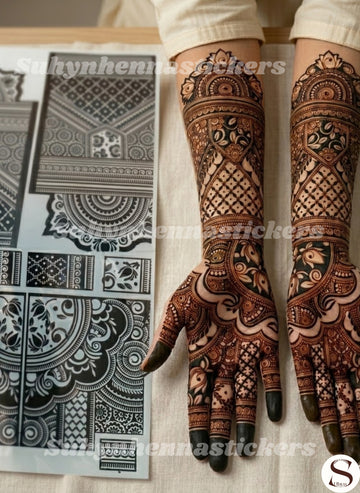 Royal Arch Full Hand Mehendi Stencil