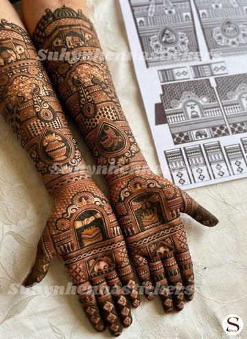 Palace Pot Motif Bridal Mehendi Stencil