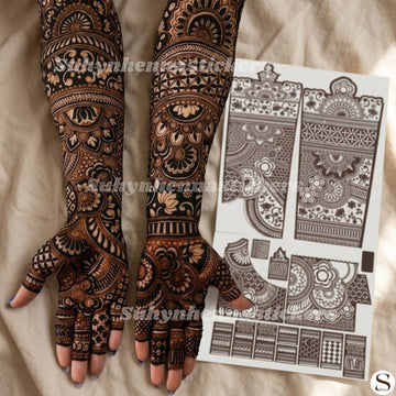 Intricate IIndo Arabic Bridal Full Hand Mehendi Stencil | Grand Floral Design | SUHYN - L45