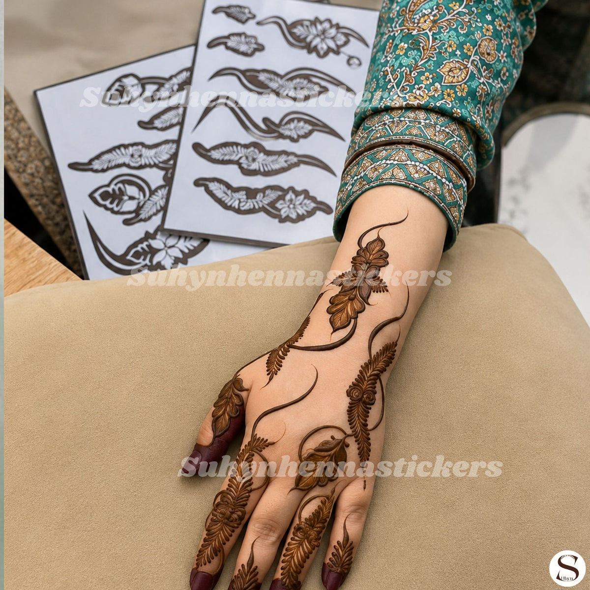 Floating Leaf Arabic Mehendi Stencil By Suhyn - M46