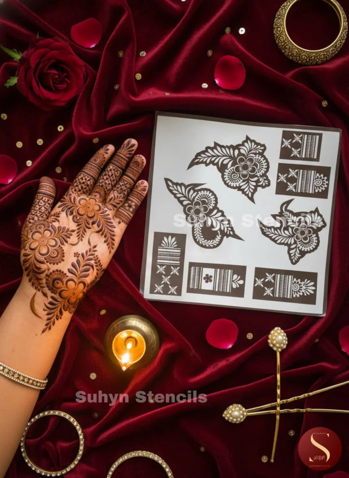 Premium Arabic floral Mehendi Sticker for hand by Suhyn
