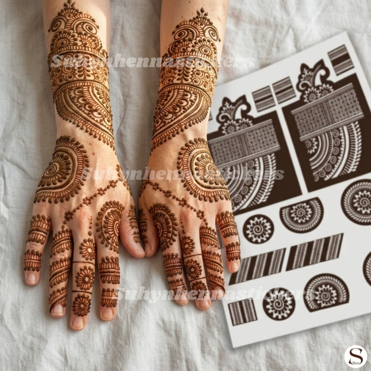 Detailed Bridal Mehendi Stencil for Full Hand | Elegant Wedding Design | SUHYN - M27