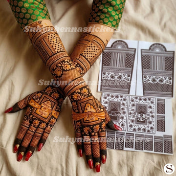 Grand Bridal Full Hand Mehendi Stencil | Intricate Traditional Pattern | SUHYN- L34
